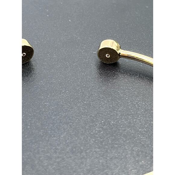 Alex and Ani Emerald Flex Cuff Bracelet Brass Shiny Gold Green Stone - Picture 10 of 14